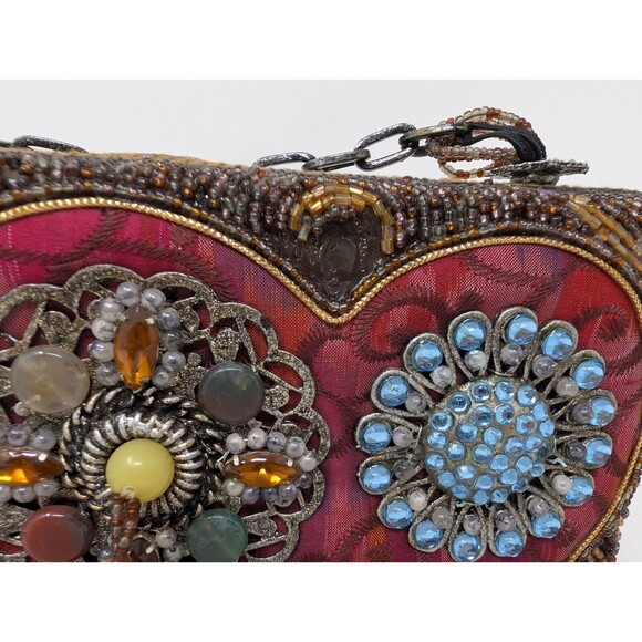 Vtg Mary Frances Shoulder Handbag Multimedia Multicolor Ornate Tiger Eye As Is - Picture 2 of 8